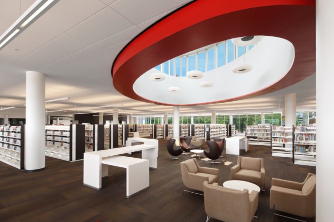 Cedar Rapids Public Library by OPN, Cedar Rapids Public Library LEED, Cedar Rapids Public Library sustainable architecture, Cedar Rapids Public Library in Iowa, Cedar Rapids Public Library rebuilt, eco-friendly library, sustainable library architecture, LEED Platinum library