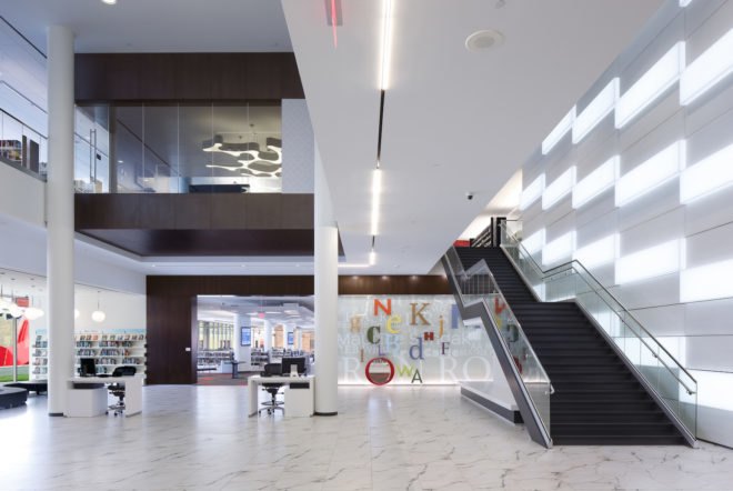 Cedar Rapids Public Library by OPN, Cedar Rapids Public Library LEED, Cedar Rapids Public Library sustainable architecture, Cedar Rapids Public Library in Iowa, Cedar Rapids Public Library rebuilt, eco-friendly library, sustainable library architecture, LEED Platinum library