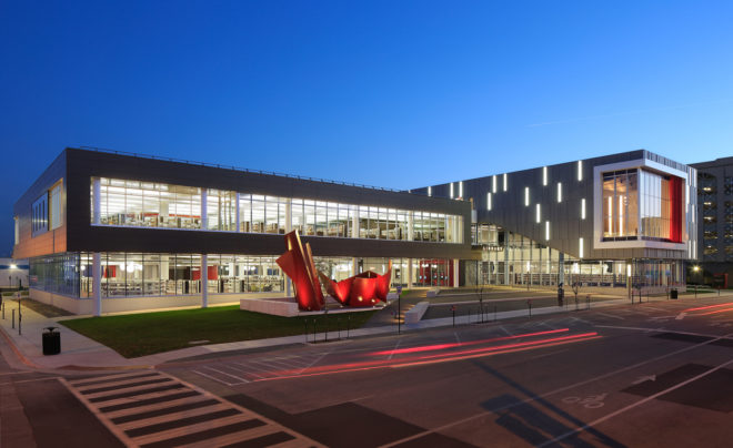 Cedar Rapids Public Library by OPN, Cedar Rapids Public Library LEED, Cedar Rapids Public Library sustainable architecture, Cedar Rapids Public Library in Iowa, Cedar Rapids Public Library rebuilt, eco-friendly library, sustainable library architecture, LEED Platinum library