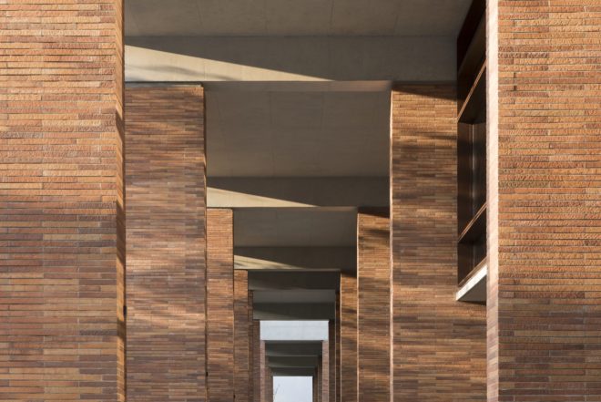 China Resources University by Foster + Partners, China Resources University, China Resources University in Shenzhen, Shenzhen brick architecture, Xiao Jing Wan brick architecture, coarse stone brick