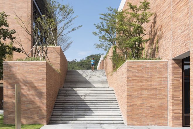 China Resources University by Foster + Partners, China Resources University, China Resources University in Shenzhen, Shenzhen brick architecture, Xiao Jing Wan brick architecture, coarse stone brick