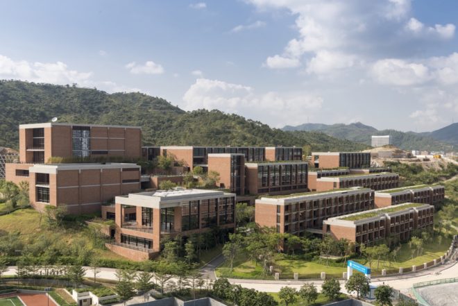 China Resources University by Foster + Partners, China Resources University, China Resources University in Shenzhen, Shenzhen brick architecture, Xiao Jing Wan brick architecture, coarse stone brick