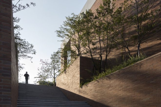 China Resources University by Foster + Partners, China Resources University, China Resources University in Shenzhen, Shenzhen brick architecture, Xiao Jing Wan brick architecture, coarse stone brick