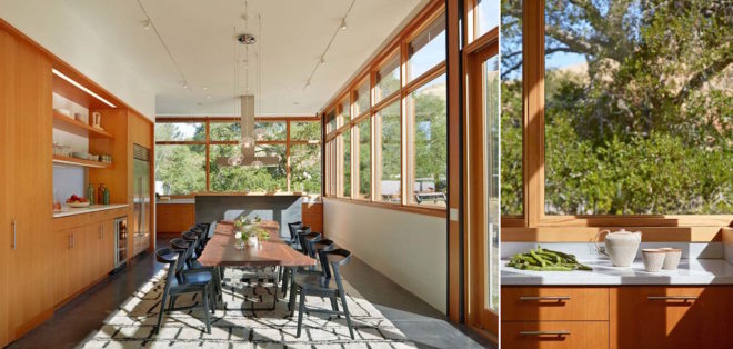 Crook Cup Bow Twist House by Schwartz and Architecture, eucalyptus solar screen, Nicasio architecture, Marin County Green Building standard house, contemporary California countryside home, Crook Cup Bow Twist House