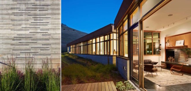 Crook Cup Bow Twist House by Schwartz and Architecture, eucalyptus solar screen, Nicasio architecture, Marin County Green Building standard house, contemporary California countryside home, Crook Cup Bow Twist House