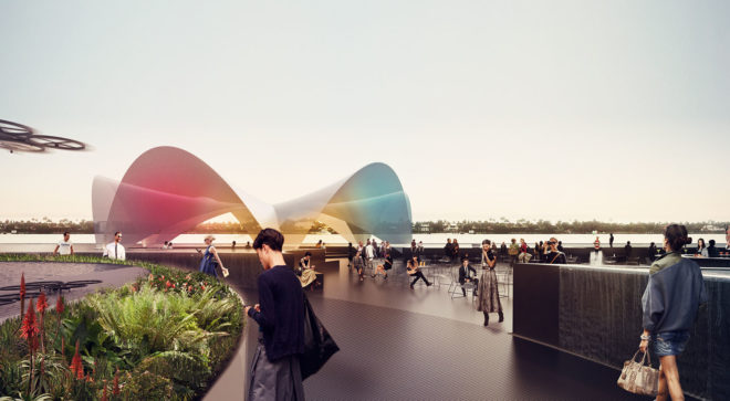 Carlo Ratti Associati, Currie Park waterfront, West Palm Beach, floating plaza, floating architecture, hydroponics, auditorium, water plaza, retail spaces, public spaces, green architecture