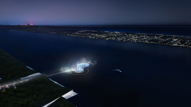 Carlo Ratti Associati, Currie Park waterfront, West Palm Beach, floating plaza, floating architecture, hydroponics, auditorium, water plaza, retail spaces, public spaces, green architecture