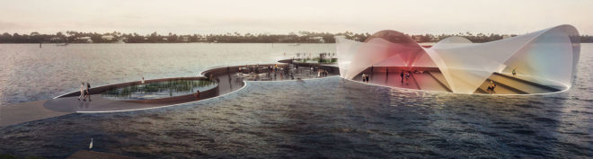 Carlo Ratti Associati, Currie Park waterfront, West Palm Beach, floating plaza, floating architecture, hydroponics, auditorium, water plaza, retail spaces, public spaces, green architecture