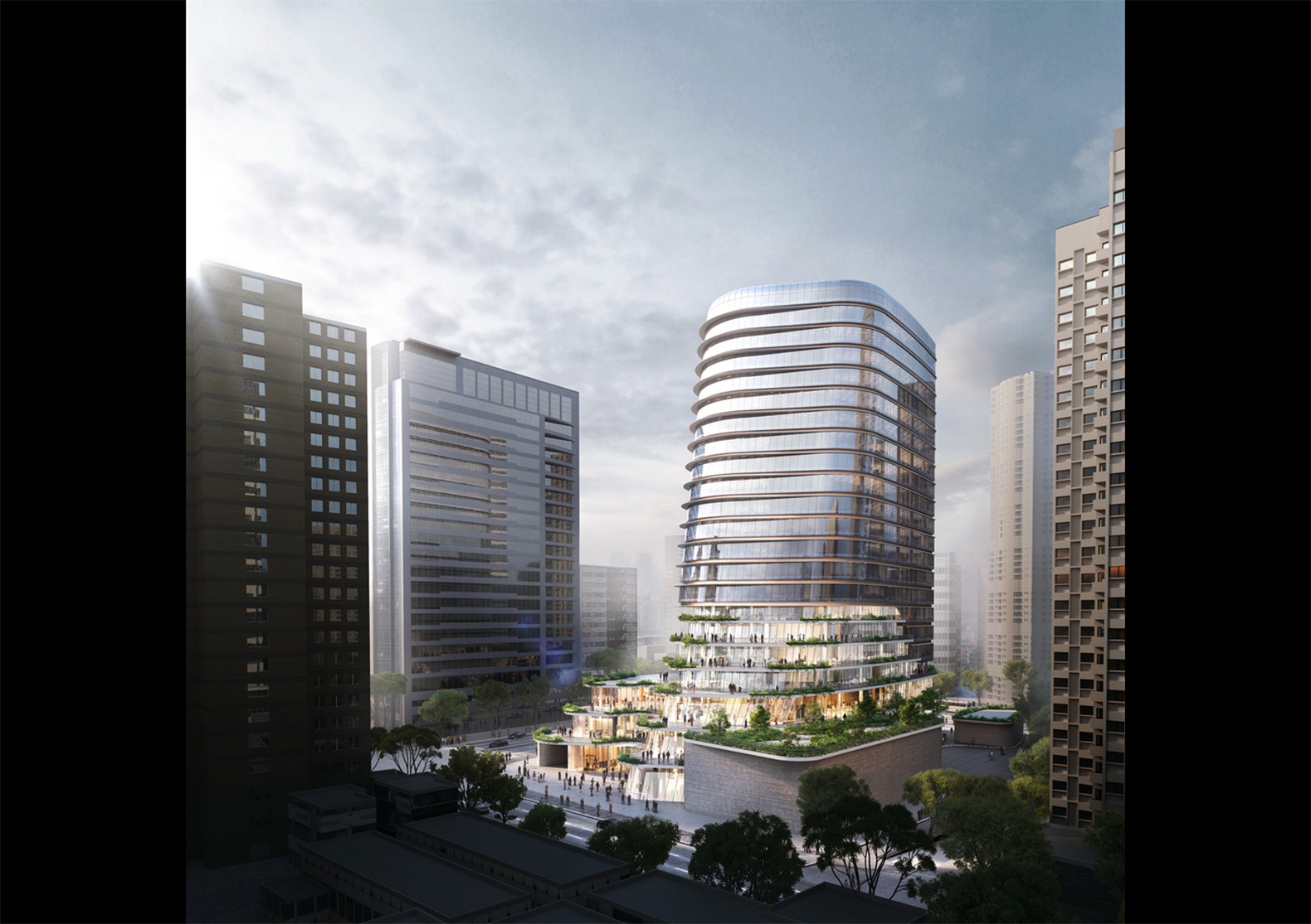 Gemdale Changshou Road by Aedas, Shanghai Changshou Road architecture, Changshou Road skyscraper, mixed use building in Shanghai, Aedas Shanghai projects, Gemdale Changshou Road in Shanghai