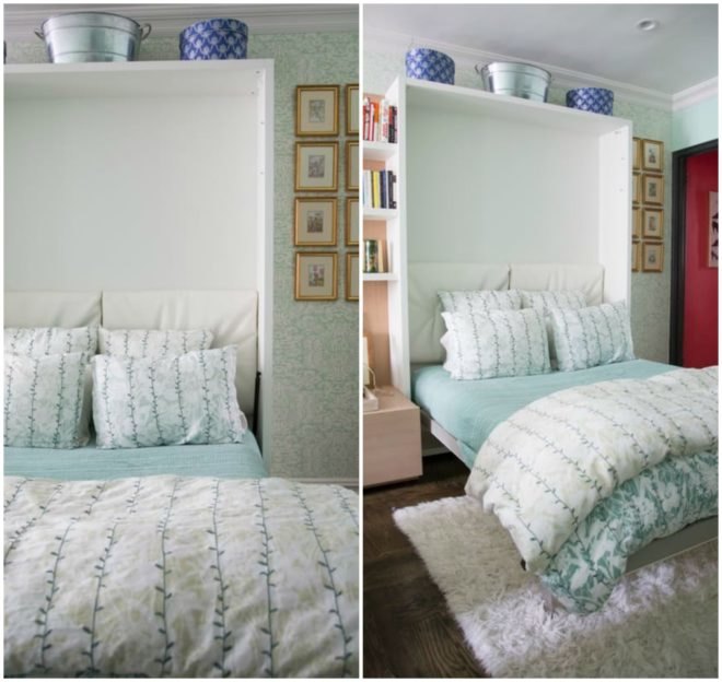 Greenwich village studio, tiny homes, nyc tiny homes, small spaces nyc, nyc apartments, space saving tips, murphy bed, small home design, nyc minimalist spaces, vintage furniture, efficient design