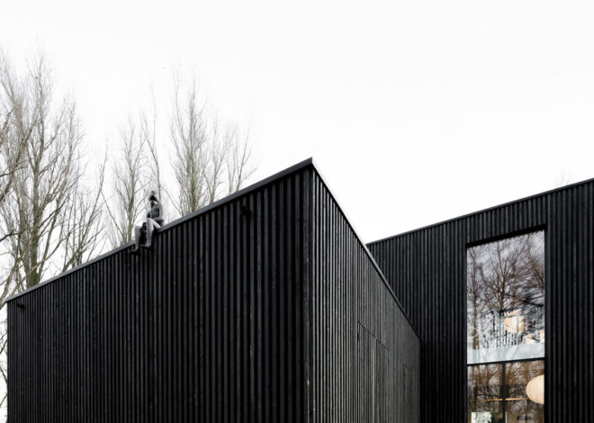 Huize Looveld by Studio Puisto Architects and Bas van Bolderen Architectuur, contemporary house in Duiven, Duiven architecture, prefabricated energy efficient architecture, CNC milled timber house, black-stained larch architecture,