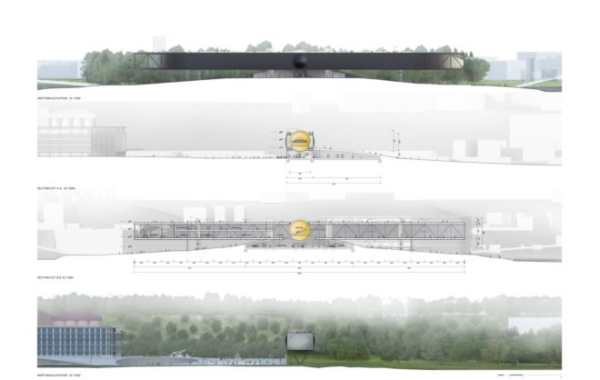 National Science and Innovation Center of Lithuania, science center, cantilever, Lithuania, LEED certification, Architects of Invention, green architecture, prefab, structural steel, renewable energy, solar power, solar panels