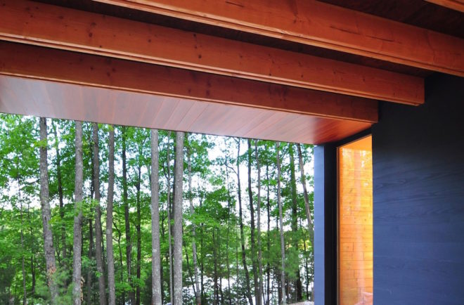 Linear Cabin by Johnsen Schmaling Architects, Wisconsin cabin architecture, contemporary cabin, St. Germain cabin, blackened pine cabin, knotty pine cabin interior