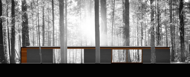 Linear Cabin by Johnsen Schmaling Architects, Wisconsin cabin architecture, contemporary cabin, St. Germain cabin, blackened pine cabin, knotty pine cabin interior