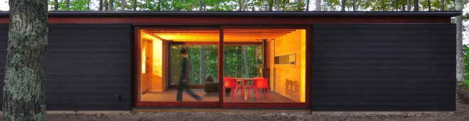 Linear Cabin by Johnsen Schmaling Architects, Wisconsin cabin architecture, contemporary cabin, St. Germain cabin, blackened pine cabin, knotty pine cabin interior