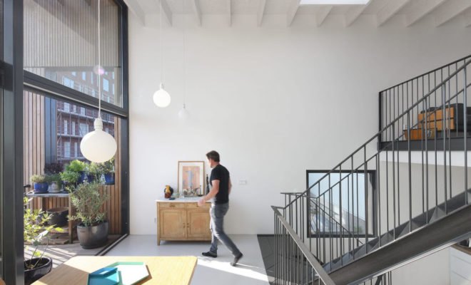 Lofthouse I, Marc Koehler Architects, wooden house, Amsterdam, atrium, staircase, green architecture, wooden facade