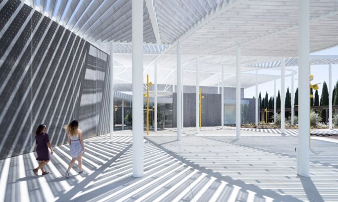 Manetti Shrem Museum, museum, Bohlin Cywinski Jackson, SO-IL, canopy, California, human scale, aluminium canopy, green architecture, multi-use spaces, communal spaces, natural light