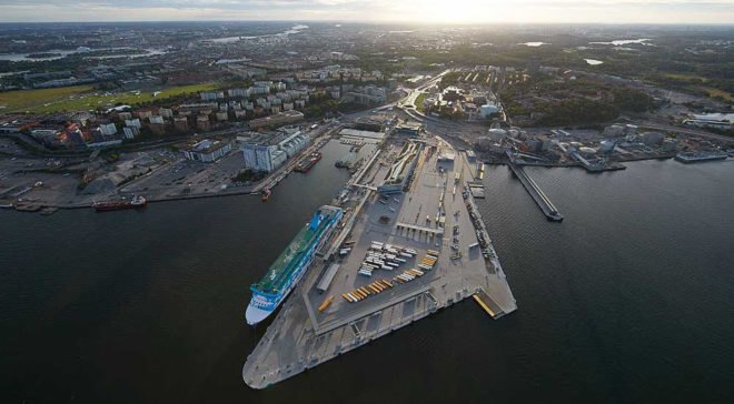 C.F. Møller, ferry terminal, Stockholm, waterfront architecture, urban park, Finland, geothermal energy, solar energy, solar power, self-sufficient building