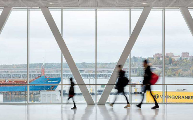 C.F. Møller, ferry terminal, Stockholm, waterfront architecture, urban park, Finland, geothermal energy, solar energy, solar power, self-sufficient building
