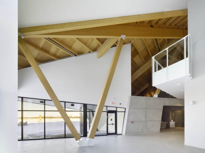 Philip J. Currie Dinosaur Museum by Teeple Architects, dinosaur museum in Alberta, dinosaur museum in Canada, beetle kill pine architecture, beetle kill pine museum, CNC milled beetle kill pine, sustainable dinosaur museum, dinosaur museum in Wembley,
