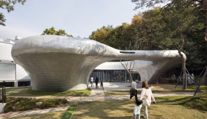 Pino Familia, Pinocchio, museum, Seoul, Moon Hoon, fairytale museum, green architecture, exhibition spaces, auditorium, inner courtyard