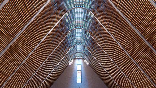 Kericho Cathedral, Kenya, John McAslan + Partners, timber, undulating roof, green architecture, natural ventilation, natural light, religious architecture, Cypress, timber