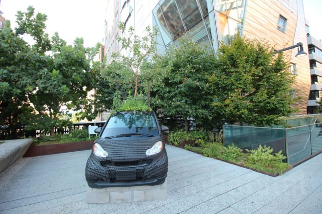 nari ward, high line, high line art, art nyc, car with tree growing out of it, smart tree, nyc art, eco art, green art, eco design, sustainable design