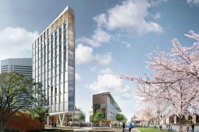 Cornell Tech, Verizon Executive Education Center and Hotel, roosevelt island, Snøhetta architects, passive house, sustainable design, urban design, nyc design, nyc passive house, landscape design, Cornell tech conference center, cornell tech hotel,