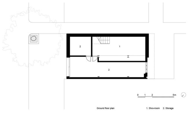 Lantern showroom, Hanoi, gallery space, perforated facade, terracotta, Vo Trong Nghia Architects, green architecture, natural ventilation, skylights, roof garden, green roof