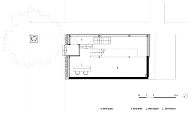 Lantern showroom, Hanoi, gallery space, perforated facade, terracotta, Vo Trong Nghia Architects, green architecture, natural ventilation, skylights, roof garden, green roof