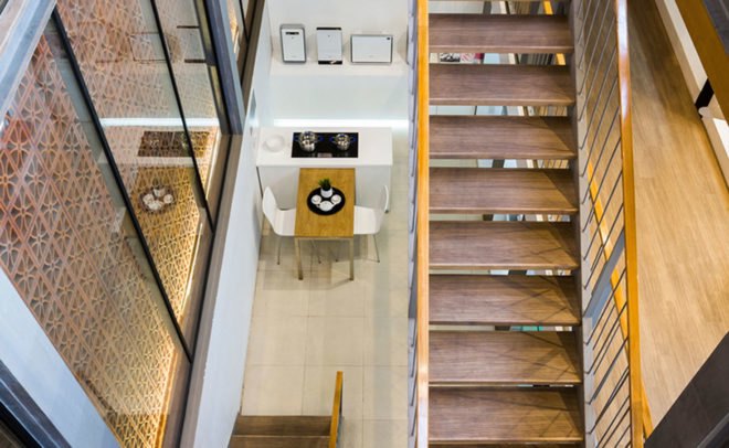 Lantern showroom, Hanoi, gallery space, perforated facade, terracotta, Vo Trong Nghia Architects, green architecture, natural ventilation, skylights, roof garden, green roof