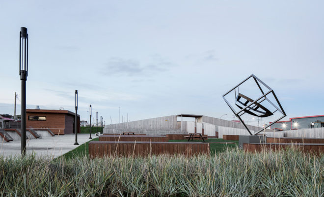Place des Gens de Mer, Bourgeois / Lechasseur architectes, public space, gathering spaces, Canada, cedar, plywood building in Canada, revitalization, green architecture