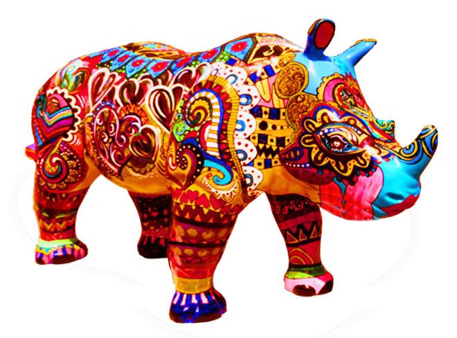 rhino poaching, The Grand Rhino Launch Tour, rhino sculptures cape town, cape town rhinos, CowParade, the rhinos are coming thundafund, TRAC, rhino conservation art project, art project to save rhinos, colorful rhino sculptures, life-sized rhino sculptures, Janice Ashby South Africa