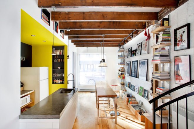 Tire Shop by Mark+Vivi, Mark+Vivi renovation, Tire Shop gallery in Canada, La Façade Art + Architecture, green renovation in Verdun, Verdun Tire Shop project, energy efficient renovation, live/work studio renovation, passive design tire shop