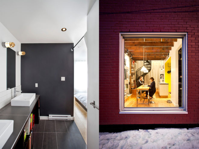 Tire Shop by Mark+Vivi, Mark+Vivi renovation, Tire Shop gallery in Canada, La Façade Art + Architecture, green renovation in Verdun, Verdun Tire Shop project, energy efficient renovation, live/work studio renovation, passive design tire shop