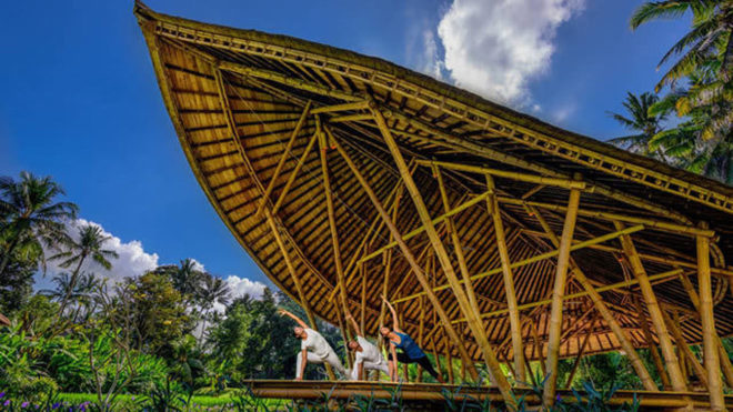Yoga Pavilion at Four Seasons Resort, Ibuku, bamboo structure, green pavilion, Bali, flexible structure, flexible design, green architecture, lightweight, bamboo, Indonesia, traditional building technique
