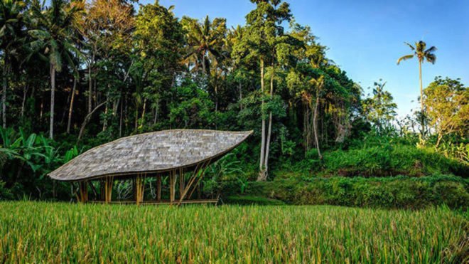 Yoga Pavilion at Four Seasons Resort, Ibuku, bamboo structure, green pavilion, Bali, flexible structure, flexible design, green architecture, lightweight, bamboo, Indonesia, traditional building technique