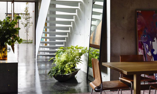 Torquay House, concrete, Victoria, courtyard, Australia, Auhaus Architecture, natural light, green roof, full-height glazing, timber, natural building materials
