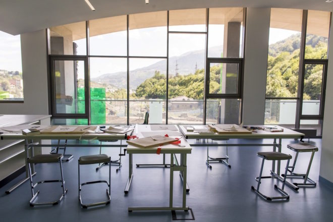 UWC Dilijan College by Tim Flynn Architects, Armenia’s first BREEAM building, BREEAM in eastern Europe, tufa limestone architecture, green-roofed university, Armenia university architecture, energy efficient school, UWC Dilijan College