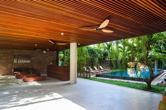 vietnam, Vo Trong Nghia Architects, vtn architects, vtn, atlas hotel, swimming pool, live plants, green wall, living green wall, green facade, tropical plants, hotel amenities