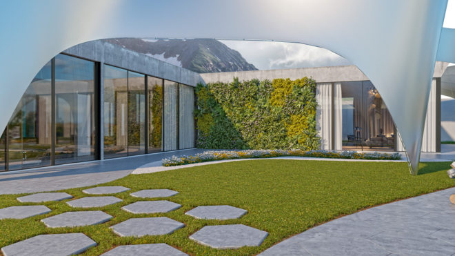 Andrii Rozhko, villa in alps, dubai, united arab emirates, dubai architecture, conceptual design, mountain home, mountain chalet, alpine home, alpine chalet, shade structures