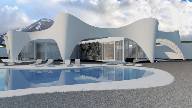 Andrii Rozhko, villa in alps, dubai, united arab emirates, dubai architecture, conceptual design, mountain home, mountain chalet, alpine home, alpine chalet, shade structures