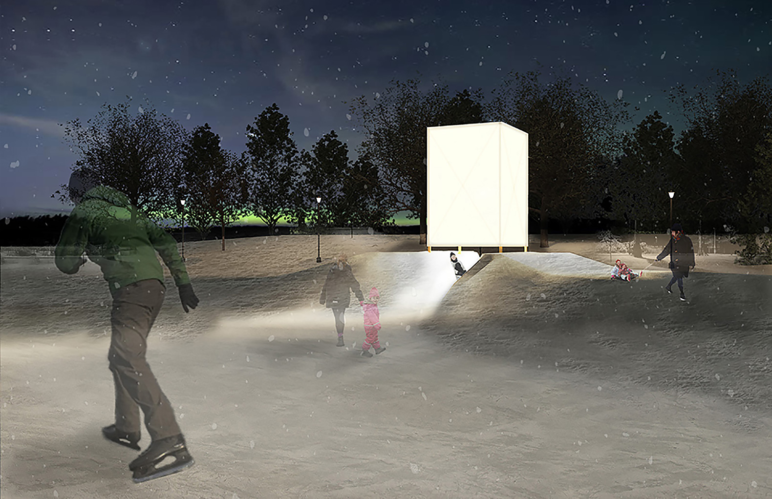 Warming Huts 2017, Warming Huts, hut, huts, hut installation, installation, Winnipeg, Canada, winter, winter weather, Ice Lantern, Lisa Tondino, Alexandra Bolen, Mathew Rodrigues, Drew Klassen, natural insulation, ice, snow