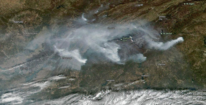 wildfires, nasa, smoke, air pollution, southeast us, the south, georgia, alabama, mississipi, tennessee, kentucky, north carolina, south carolina