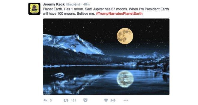 #TrumpNarratesPlanetEarth, Trump Narrates Planet Earth, TrumpNarratesPlanetEarth, Trump climate change, Trump environment, climate change, Planet Earth