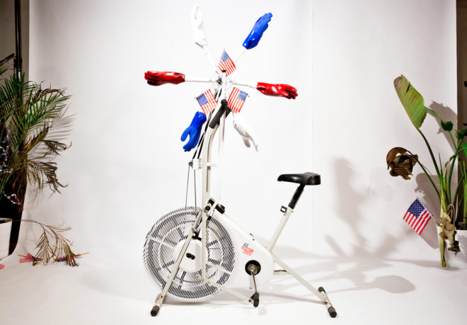 US Election Cycle, Philip Johnson, politics, us politics, 2016 election, Hillary Clinton, Donald Trump, bicycle, bike, exercise bike, humor