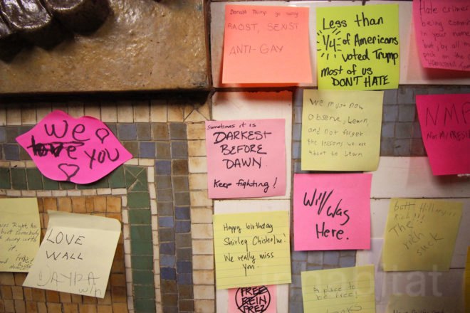 subway post it notes, subway therapy, donald trump election, donald trump, subway sticky notes, wall of post it notes, union square sticky notes, subway post it wall, election therapy, therapy wall, nyc art, union square