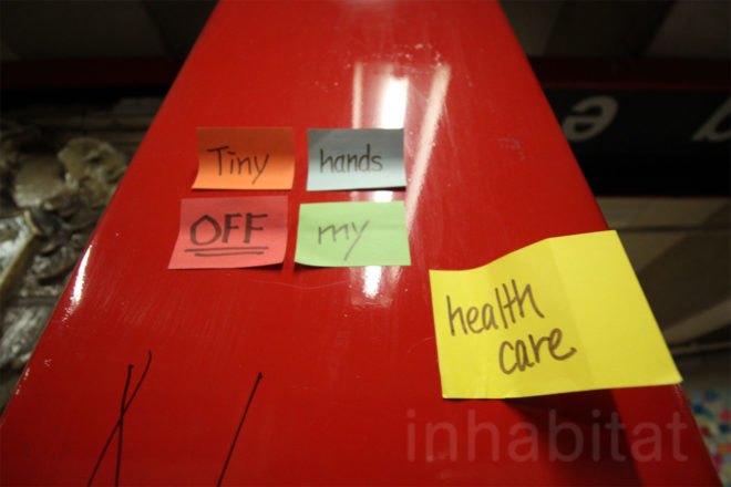 subway post it notes, subway therapy, donald trump election, donald trump, subway sticky notes, wall of post it notes, union square sticky notes, subway post it wall, election therapy, therapy wall, nyc art, union square