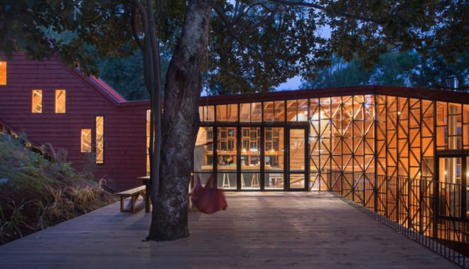 2y House, Sebastian Irarrazaval Arquitectos, treehouse, Chile, Santiago, timber cladding, natural light, wooden screens, concrete, locally sourced timber, green architecture