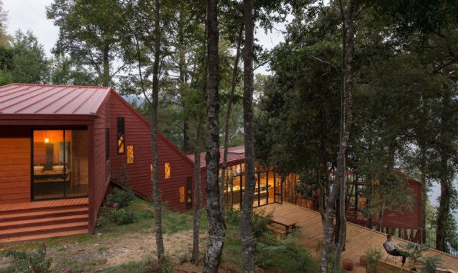 2y House, Sebastian Irarrazaval Arquitectos, treehouse, Chile, Santiago, timber cladding, natural light, wooden screens, concrete, locally sourced timber, green architecture